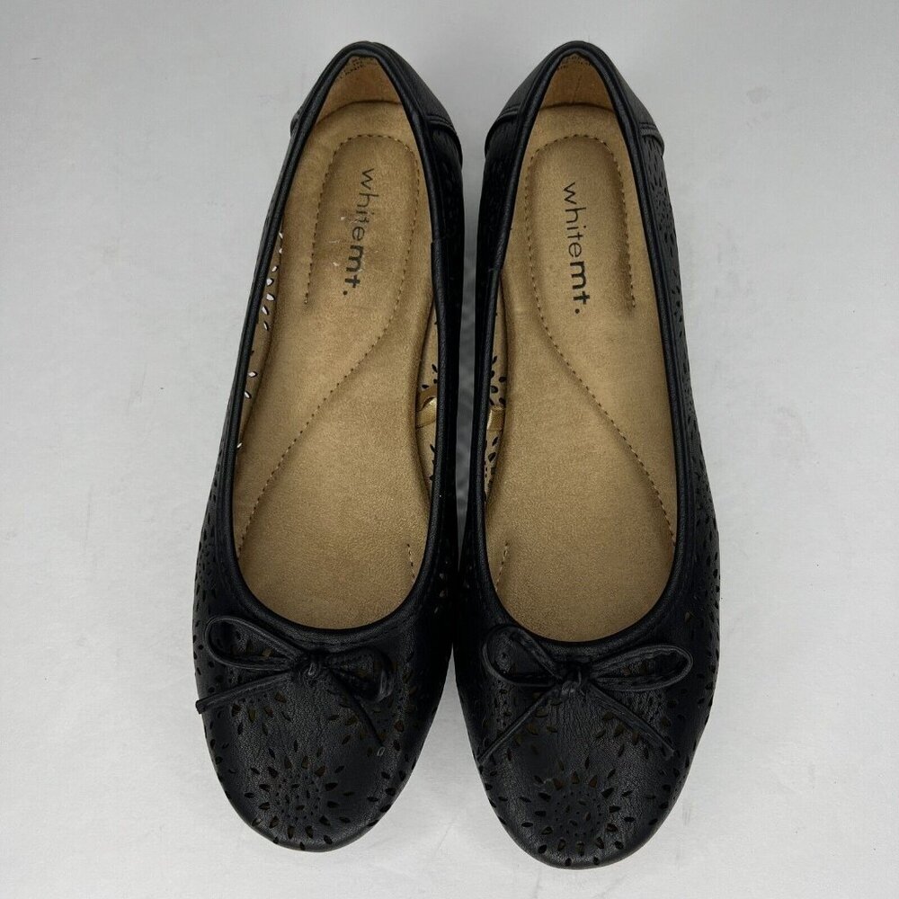 White Mountain Surprise Black Cut-Out Slip-On Ballet Slippers Womens Size 7.5 - Picture 5 of 9